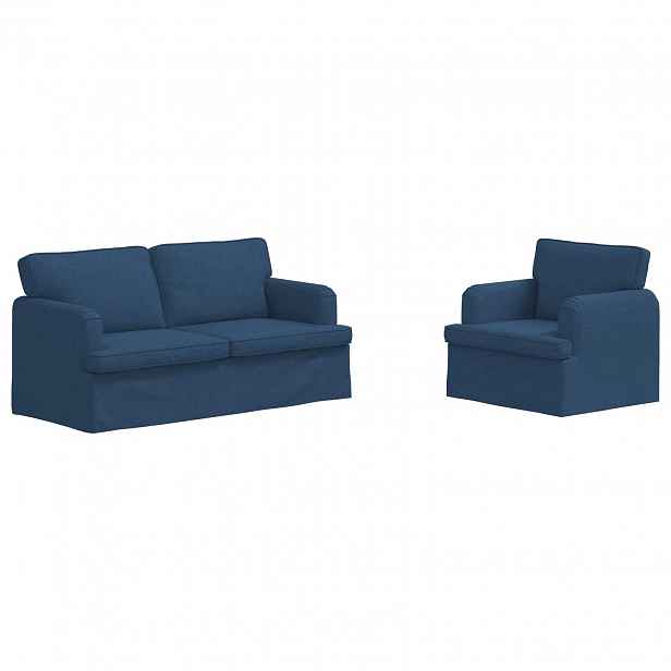 vidaXL Set pohovek 2 ks Modrá textil