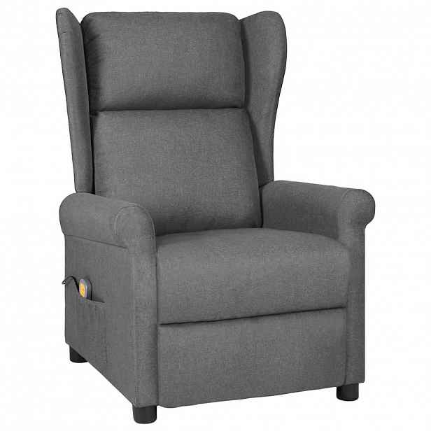 vidaXL Masážní křeslo světle šedé textil