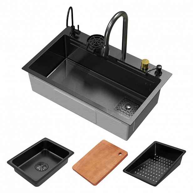 ML-DESIGN MULTIFUNKČNÍ DŘEZ 75 x 46 cm antracitový z nerezové oceli