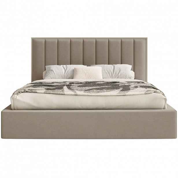 Selsey ČALOUNĚNÁ POSTEL Togents hnědá s velurovým potahem, úložným prostorem a LED, 140x200 cm
