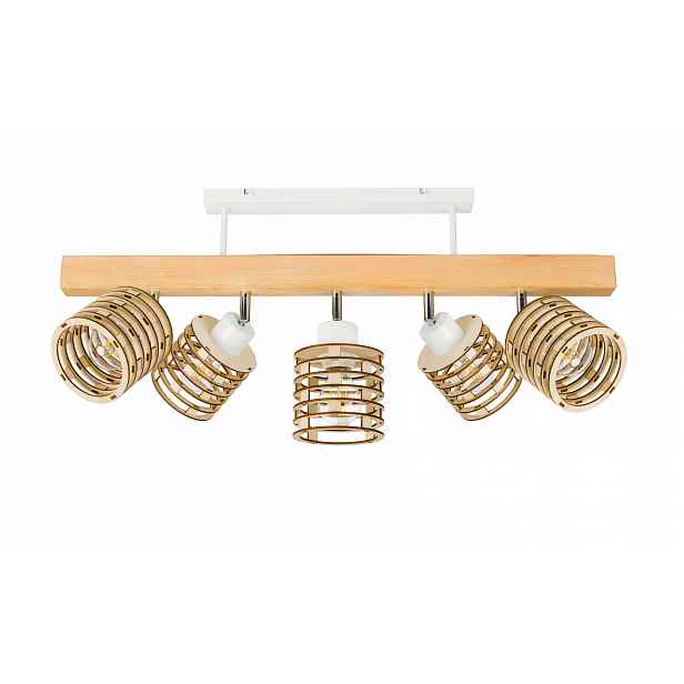 Dřevěná stropní lampa Lustr Stropní Svítidlo Loft Bílá na 5x Klosz E27