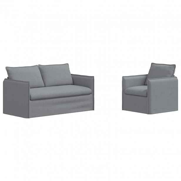 vidaXL Set pohovek 2 ks Světle šedá Textil