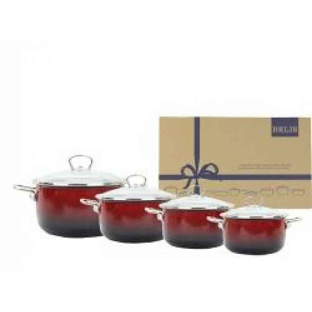 Belis Sada 4 Hrnců S Víkem Ombre Red Premium