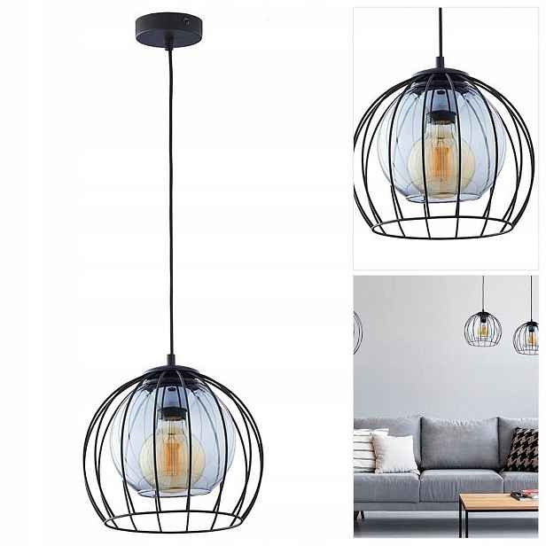 Černá závěsná lampa Universo do jídelny s jemným leskem, moderní Tk Lighting