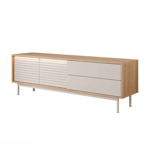 Idohome NÍZKÁ KOMODA LUSSO s LED osvětlením, 160 cm, dub