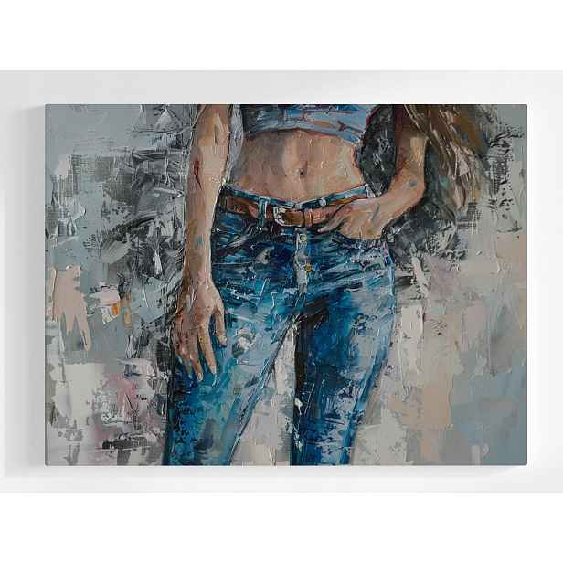 Plakát Olej Žena Dívka Silueta Talia Jeans 100x75