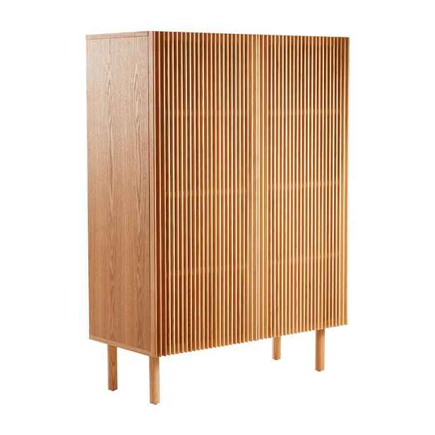 Skříňka v dekoru jasanu s dírou na kabely v přírodní barvě 100x140x45 cm Sion – Jotex