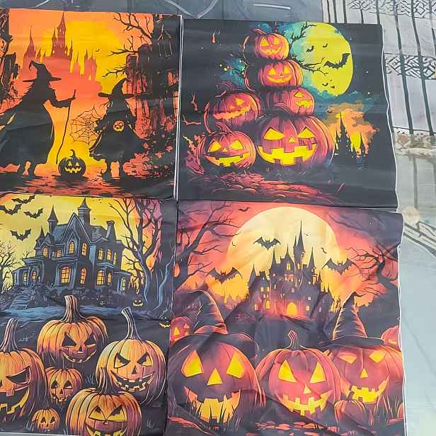 TEMU 4ks Halloweenské povlaky na polštáře, hradu a dýně, oboustranný potisk, měkké a útulné, různé velikosti 16/18/20 palců, dekorativní povlaky na