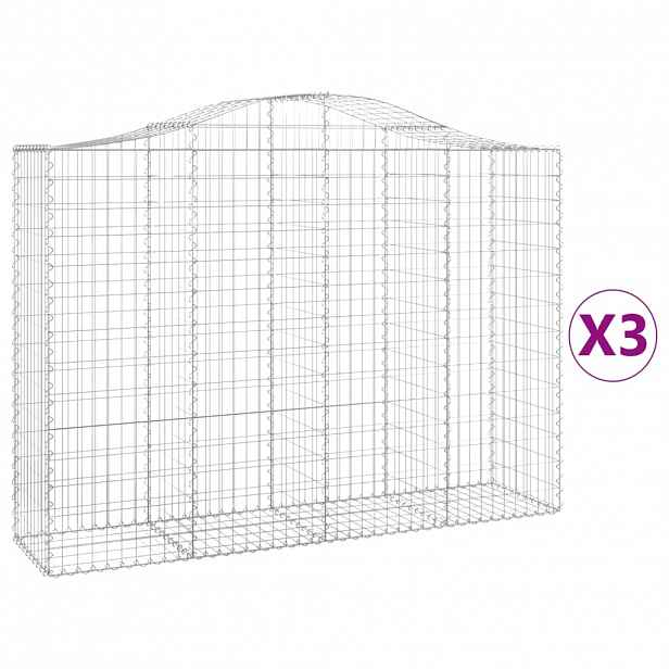 vidaXL Klenuté gabionové koše 3 ks 200x50x140/160cm pozinkované železo
