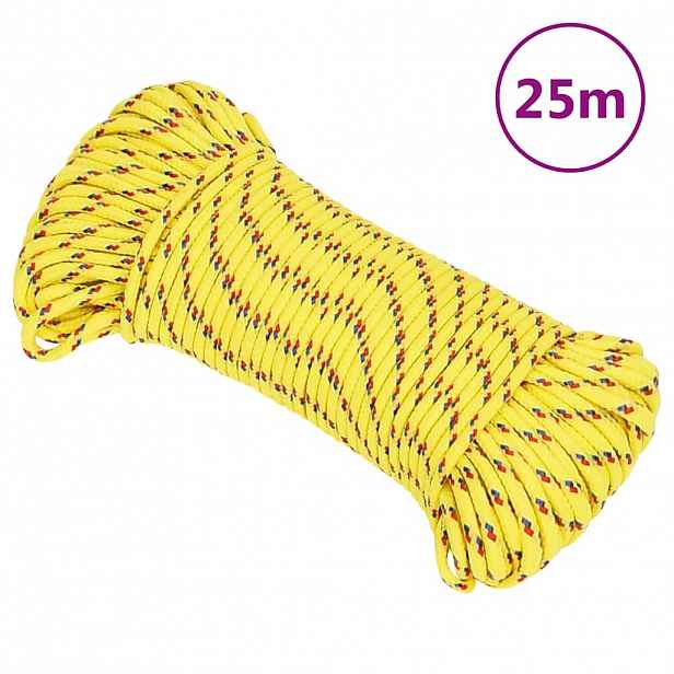vidaXL Lodní lano žluté 5 mm 25 m polypropylen