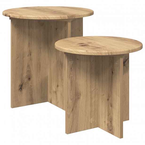 vidaXL Sada odkládacích stolků 2 ks Dub artisan Ø 45 x 45 cm