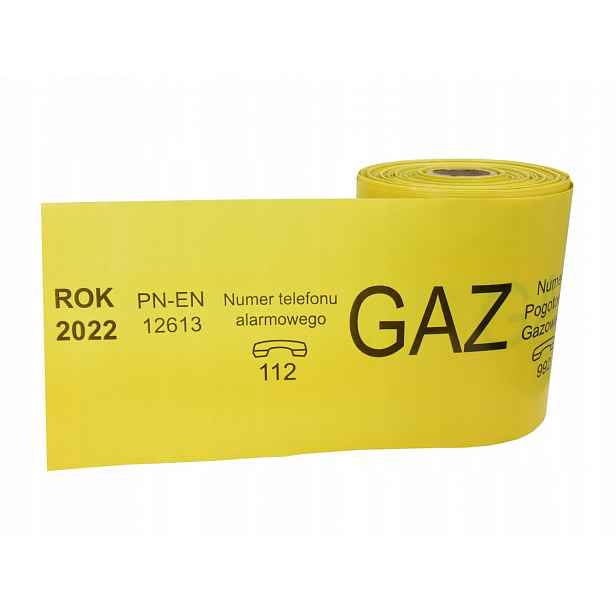 Žlutá (hrubá) páska 20 cm s potiskem Gaz (100 m) standard St-igg
