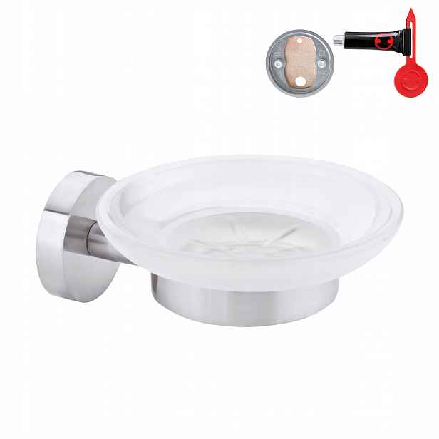 Tesa Moon Mýdlenka skleněná nástěnná závěsná úchytka samolepicí ocel