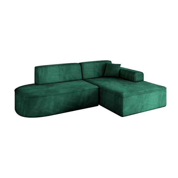 ALTDECOR ROHOVÁ SEDAČKA s otomanem, pravá IREA-L1-v3 232x165x77 Zelená Velur