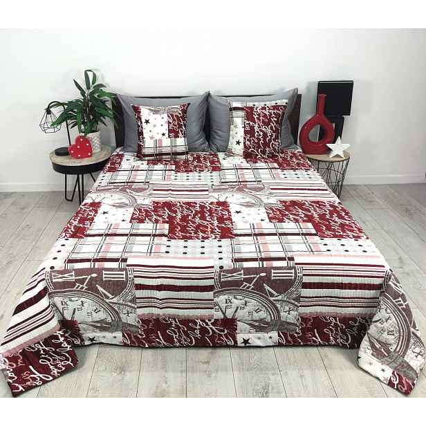 Přehoz na postel gaučová pohovka 250x250 lisovaná červená bordo elegantní
