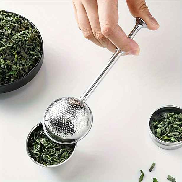 TEMU 1 ks Nerezový čajový filtr Teleskopická čajová koule pro bubble tea Kreativní čajová sada Příslušenství Zmývací práškový cukr