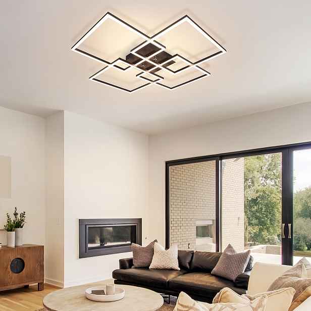 TEMU LED stropní svítidlo do obývacího pokoje - 72/102 cm, 2 rámečky černá/bílá/stříbrná, stmívatelné svítidlo do ložnice s dálkovým ovládáním 36/48
