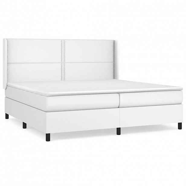 vidaXL Box spring postel s matrací bílá 200x200 cm umělá kůže