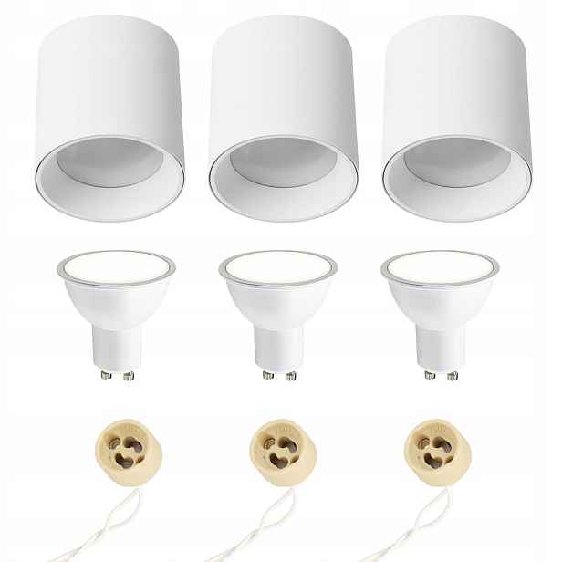 3x Horoz Stropní nástěnné svítidlo Tuba Salsa-xl Bílá GU10 6W 4200K