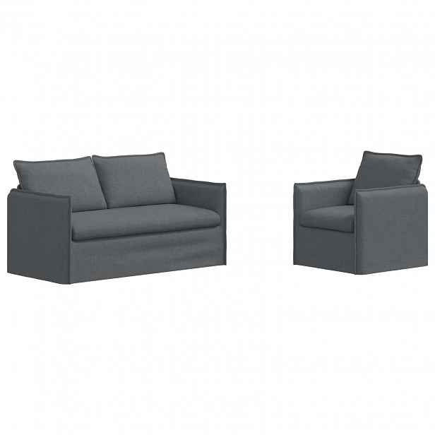 vidaXL Set pohovek 2 ks Tmavě šedá Textil