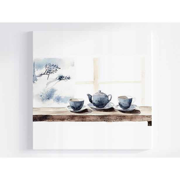 Obraz Na Plátně Japonský Orientální Čajový Čaj , Konvice, Okno 50x50