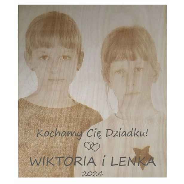 Portrét na dřevě z fotografie jako dárek pro dědečka babičky A4 21x30 cm velký