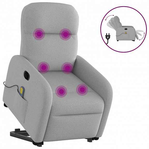 vidaXL Elektrické zvedací masážní polohovací křeslo obláčkově šedé