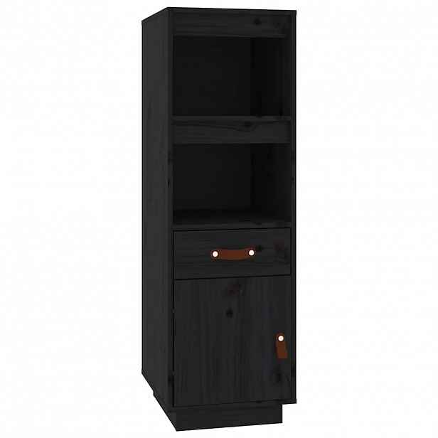 vidaXL Skříň highboard černá 34x40x108,5 cm masivní borové dřevo