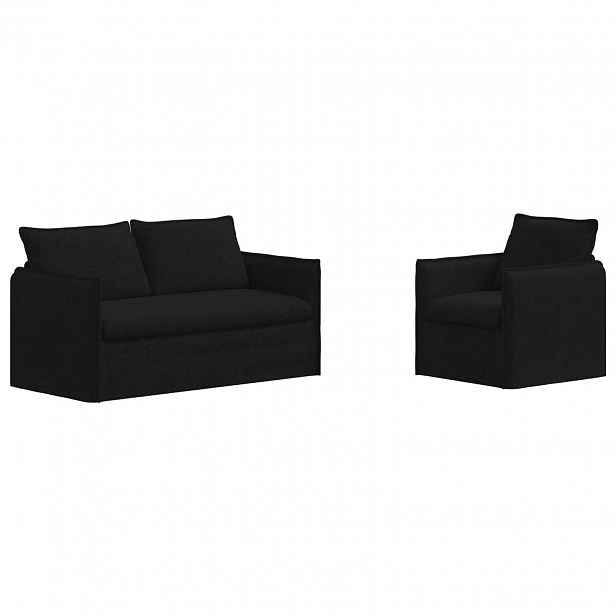 vidaXL Set pohovek 2 ks Černá Textil