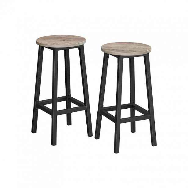 Barové židle 65 cm, set 2 ks, industriální greige/černé