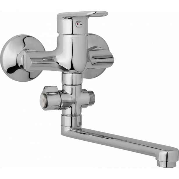 JB Sanitary Nástěnná umyvadlová a sprchová baterie FINERY, rozteč 100 mm, otočný přepínač, bez příslušenství, ramínko 200 mm F10 32 00