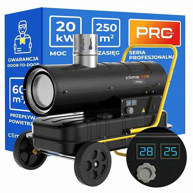 Naftové topidlo 20 kW s komínem OHX-20 Pro termostat LCD nádrž 38 L