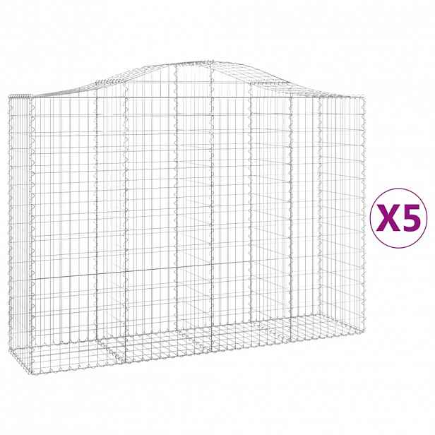 vidaXL Klenuté gabionové koše 5 ks 200x50x140/160cm pozinkované železo