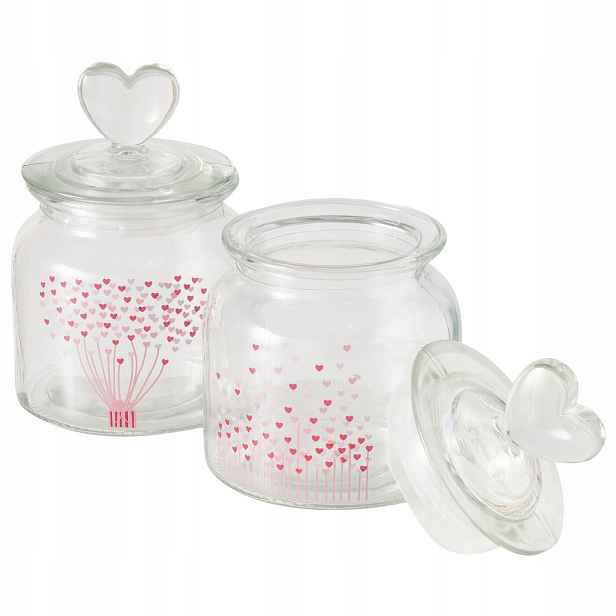 Sklenice Na Skladování S Víkem Ve Tvaru Srdce, Skleněné, 2 Ks, 700 ML