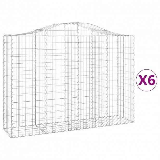 vidaXL Klenuté gabionové koše 6 ks 200x50x140/160cm pozinkované železo