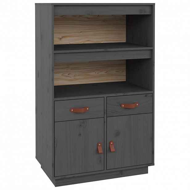 vidaXL Skříň highboard šedá 67 x 40 x 108,5 cm masivní borové dřevo