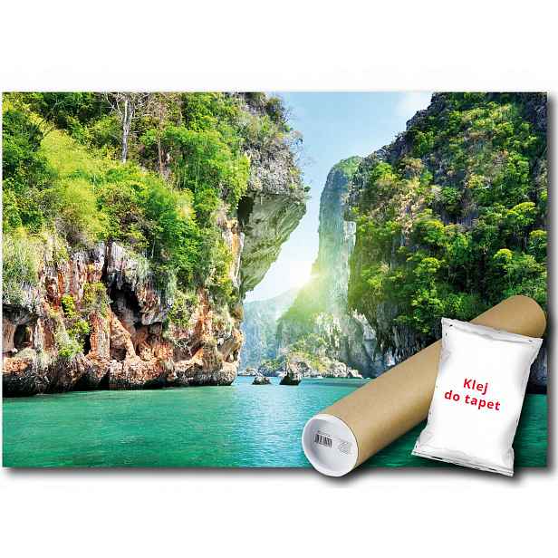 Vinylová fototapeta s výhledem na krajinu voda, laguna, hory, kaňon 152x104