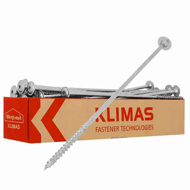 Vruty do dřeva Klimas 8x520 mm TX40, tesařské, talířové, stříbrné, 50 Ks.