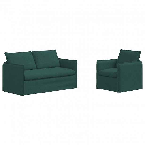 vidaXL Set pohovek 2 ks Tmavě zelená Textil