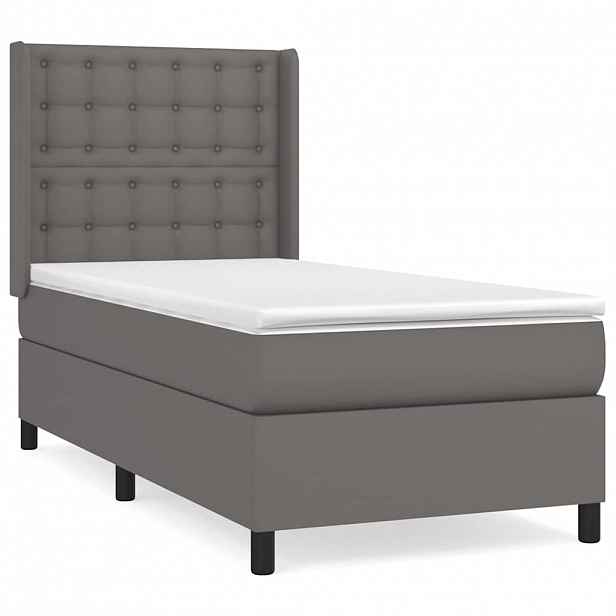 vidaXL Box spring postel s matrací šedá 80 x 200 cm umělá kůže