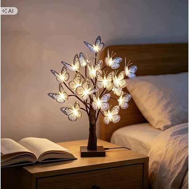 Lampička Led stromek Modré Motýli Motýlci jako dárek 62 cm