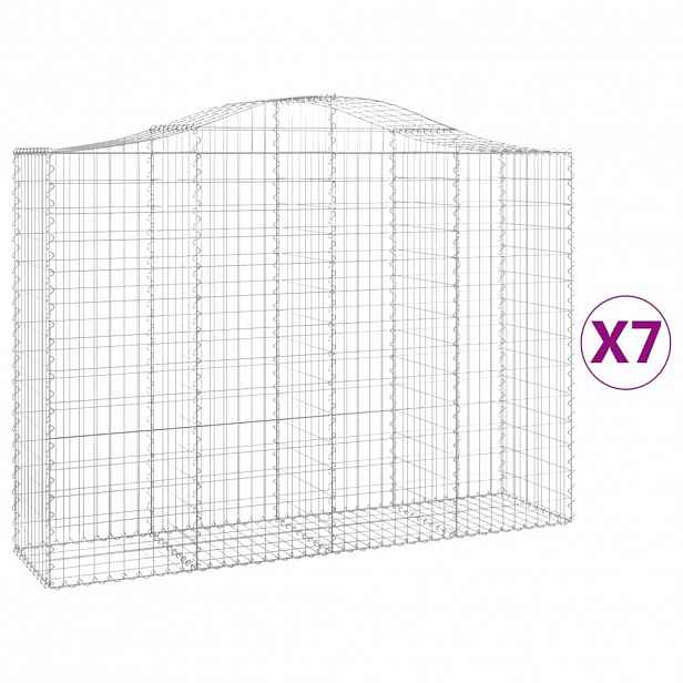 vidaXL Klenuté gabionové koše 7 ks 200x50x140/160cm pozinkované železo