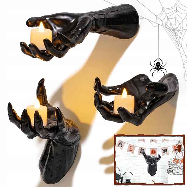 3X Svíčka Halloween Lampa Led Lampa Strašidelné Ruce Se Svíčkami