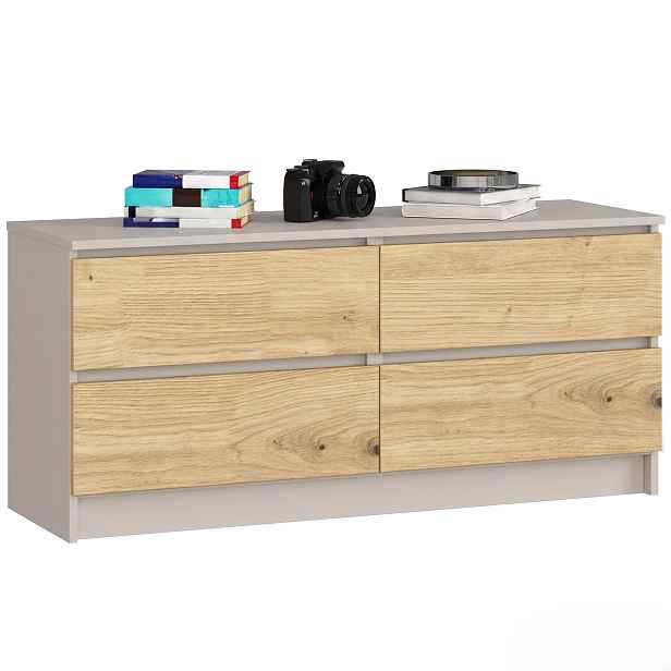 Ak furniture Komoda CLP 4SZ 120 cm kašmír/dub Artisan