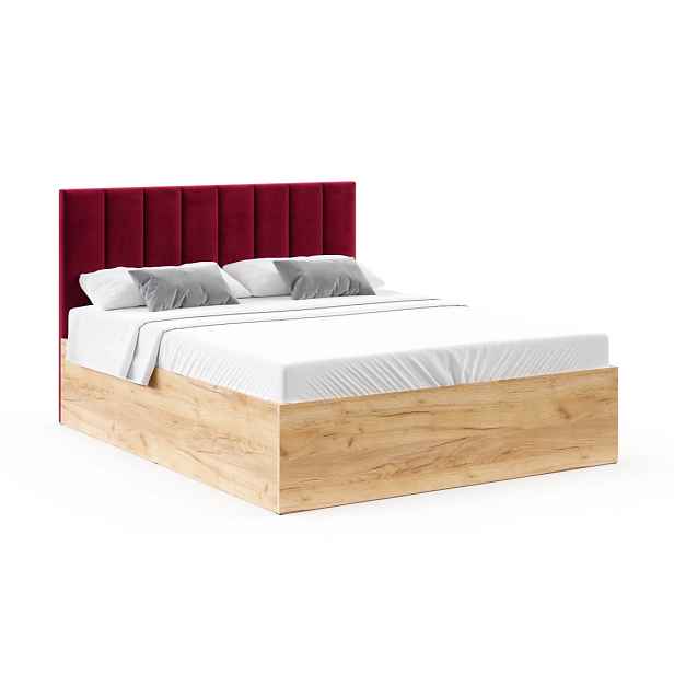 FDM Postel Grenada se zvedacím roštem Paris vínová/dub craft, velikost 160x200