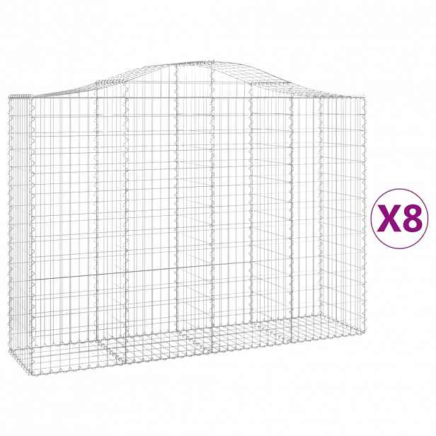 vidaXL Klenuté gabionové koše 8 ks 200x50x140/160cm pozinkované železo