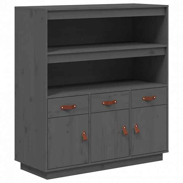 vidaXL Skříň highboard šedá 100x40x108,5 cm masivní borové dřevo