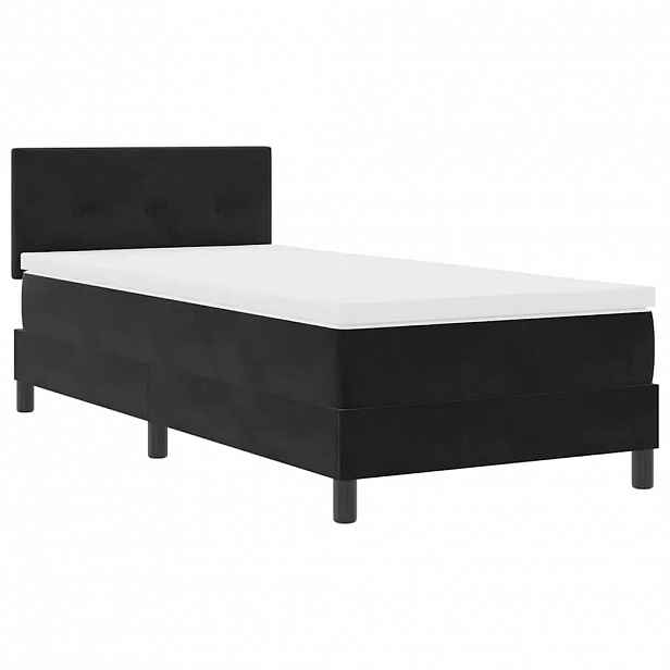 vidaXL LED box pružinová postel s čelo Černá 100 x 200 cm samet