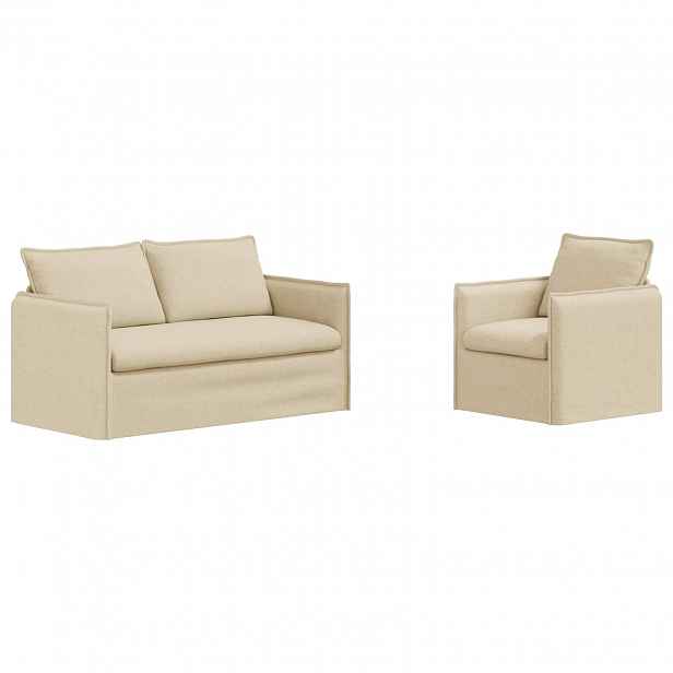 vidaXL Set pohovek 2 ks Krémová Textil