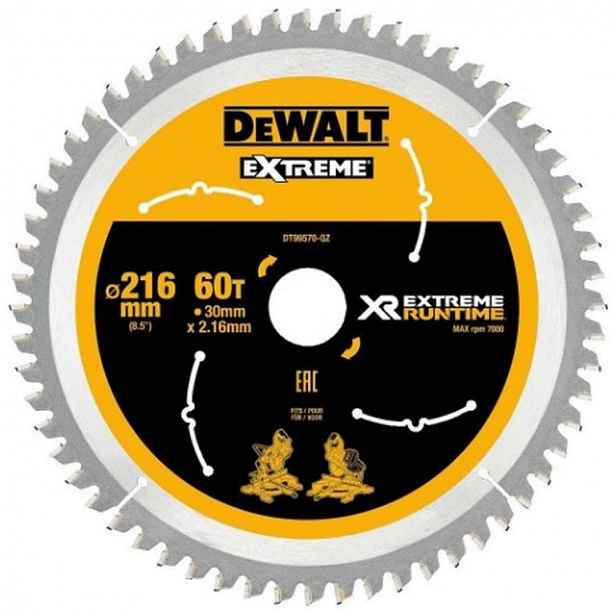 DeWALT - Pilový kotouč na dřevo 216x30 mm, 60 zubů DT99570